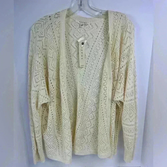 Cyrus NWT Open Stitch Creamy Alabaster Off White Cardigan Sweater SZ X-Large - Picture 1 of 10